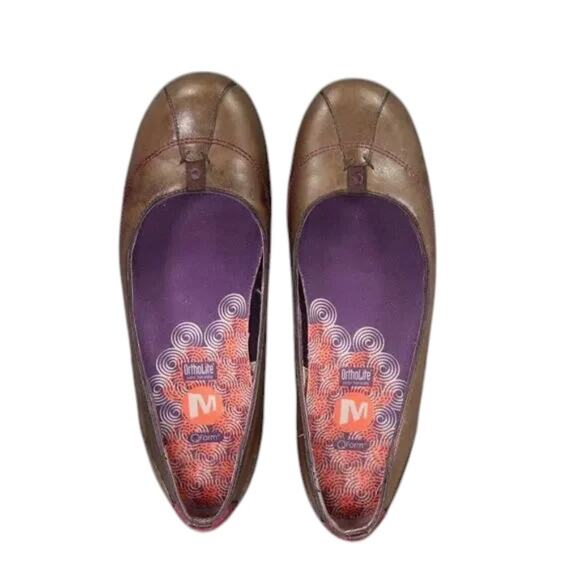 Merrell Shoes Womens 7 Ballet Flat Active Fashion Leather Comfort Charm Espresso - Picture 4 of 12